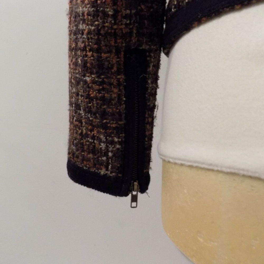 FREE PEOPLE Brown Orange Beige Black Tweed Coat, 2 - Picture 4 of 5